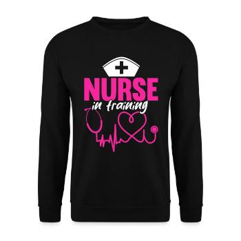 Infirmière en formation - Citations drôles d’infirmière - Sweat-shirt Unisexe - noir - Devant - Alina (178cm) & Michal (187cm)