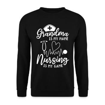 Grand-mère, c’est mon nom, les soins infirmiers, c’est mon jeu - Nurse Gran - Sweat-shirt Unisexe - noir - Devant - Alina (178cm) & Michal (187cm)