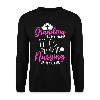 Grand-mère est mon nom L’allaitement est mon jeu - Grand-mère Nu - Sweat-shirt Unisexe - noir - Devant - Alina (178cm) & Michal (187cm)