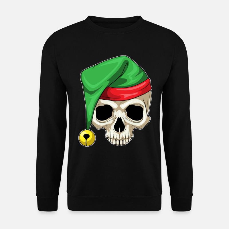 Skull Christmas Santa Hat - Unisex Sweatshirt - black