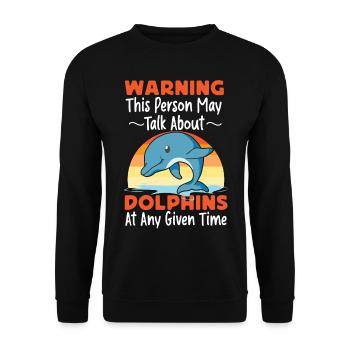 Dolphin Retro Warning This Person - Unisex Sweatshirt - black - Front - Alina (178cm) & Michal (187cm)