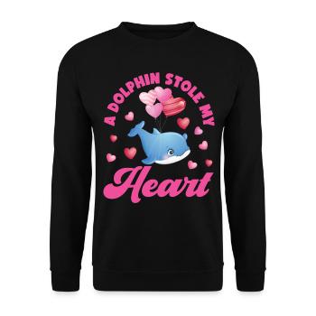 Dolphin Valentines Day A Dolphin - Unisex Pullover - Schwarz - Vorne - Alina (178cm) & Michal (187cm)
