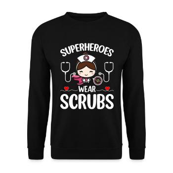 Nurse Nursing - Superheroes Wear Scrubs - Unisex Sweatshirt - black - Front - Alina (178cm) & Michal (187cm)