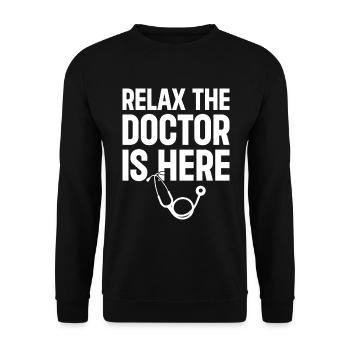 Relax The Doctor Is Here - Funny Doctor - Unisex Sweatshirt - black - Front - Alina (178cm) & Michal (187cm)