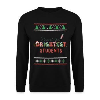 I teach the brightest Ones Retro Groovy Christmas - Unisex Pullover - Schwarz - Vorne - Alina (178cm) & Michal (187cm)