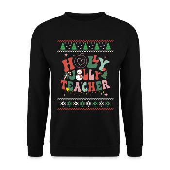 The Best Teacher Retro Groovy Christmas Xmas - Unisex Pullover - Schwarz - Vorne - Alina (178cm) & Michal (187cm)