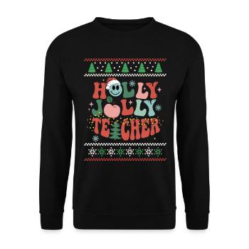 The Best Teacher Retro Groovy Christmas Xmas - Unisex Sweatshirt - black - Front - Alina (178cm) & Michal (187cm)