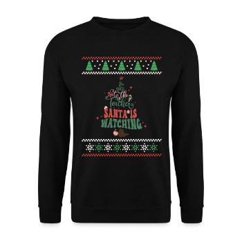 Be nice to the Teacher Retro Groovy Christmas Xmas - Unisex Pullover - Schwarz - Vorne - Alina (178cm) & Michal (187cm)