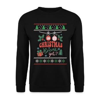 Is it Christmas Break yet? Retro Groovy Xmas - Unisex Pullover - Schwarz - Vorne - Alina (178cm) & Michal (187cm)