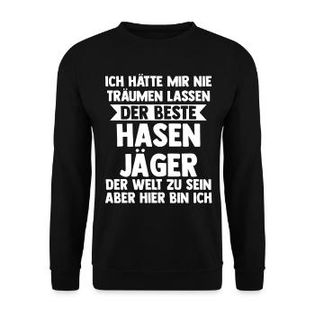 Hasenjäger Hasenjagd Kaninchenjagd Jäger - Unisex Pullover - Schwarz - Vorne - Alina (178cm) & Michal (187cm)