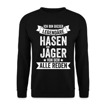 Hasenjäger Hasenjagd Kaninchenjagd Jäger - Unisex Pullover - Schwarz - Vorne - Alina (178cm) & Michal (187cm)