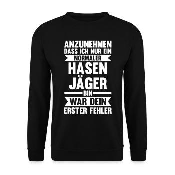 Hasenjäger Hasenjagd Kaninchenjagd Jäger - Unisex Pullover - Schwarz - Vorne - Alina (178cm) & Michal (187cm)
