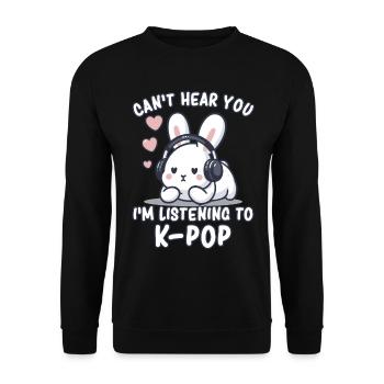 K-Pop KPop Korean Music Bunny - Unisex Sweatshirt - black - Front - Alina (178cm) & Michal (187cm)