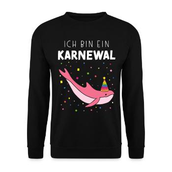 Ich bin ein Karnewal Kölner Karneval Konfetti Wal - Unisex Pullover - Schwarz - Vorne - Alina (178cm) & Michal (187cm)