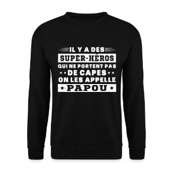 Papou super héros cadeau grand-père - Sweat-shirt Unisexe - noir - Devant - Alina (178cm) & Michal (187cm)