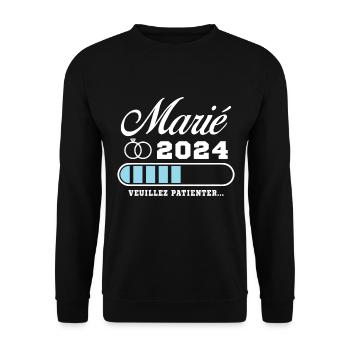 Homme Futur Marié 2024 Humour Cadeau - Sweat-shirt Unisexe - noir - Devant - Alina (178cm) & Michal (187cm)