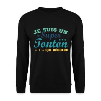 Je Suis Un Super Tonton Qui Déchire Cadeau Humour - Sweat-shirt Unisexe - noir - Devant - Alina (178cm) & Michal (187cm)
