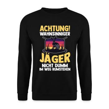 Hasenjäger Hasenjagd Kaninchenjagd Jäger - Unisex Pullover - Schwarz - Vorne - Alina (178cm) & Michal (187cm)