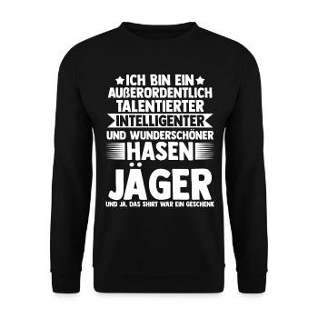 Hasenjäger Hasenjagd Kaninchenjagd Jäger - Unisex Pullover - Schwarz - Vorne - Alina (178cm) & Michal (187cm)