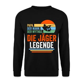 Papa Vater Hasenjäger Hasenjagd Kaninchenjagd Jäge - Unisex Pullover - Schwarz - Vorne - Alina (178cm) & Michal (187cm)