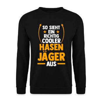 Hasenjäger Hasenjagd Kaninchenjagd Jäger - Unisex Pullover - Schwarz - Vorne - Alina (178cm) & Michal (187cm)
