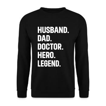 Mari Papa Docteur Hero Legend - Docteur Papa - Sweat-shirt Unisexe - noir - Devant - Alina (178cm) & Michal (187cm)