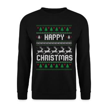 Happy Christmas - Unisex Sweatshirt - black - Front - Alina (178cm) & Michal (187cm)