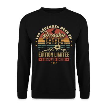 1985 Vintage Cadeau Anniversaire Décembre 1985 - Sweat-shirt Unisexe - noir - Devant - Alina (178cm) & Michal (187cm)