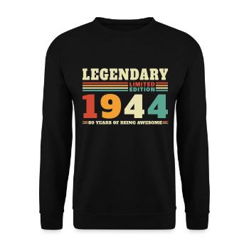 Legendary Since 1944 Vintage Birthday Gift - Unisex Sweatshirt - black - Front - Alina (178cm) & Michal (187cm)