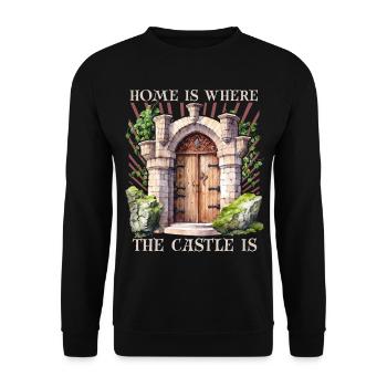 Castles and palaces, funny saying Middle Ages - Unisex Sweatshirt - black - Front - Alina (178cm) & Michal (187cm)