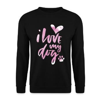 Chien-maman, chien-papa disant, chien, je-aime-mon-chien - Sweat-shirt Unisexe - noir - Devant - Alina (178cm) & Michal (187cm)