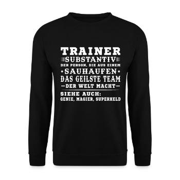 Bester Trainer Tshirt Coach Geschenk - Unisex Pullover - Schwarz - Vorne - Alina (178cm) & Michal (187cm)
