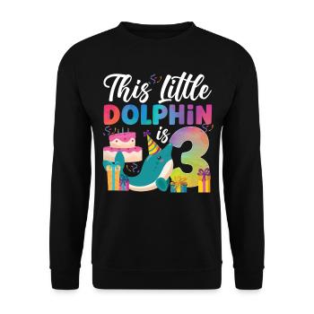 Dolphin 3rd Birthday Watercolor - Unisex Pullover - Schwarz - Vorne - Alina (178cm) & Michal (187cm)