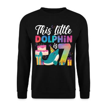 Dolphin 7th Birthday Watercolor - Unisex Sweatshirt - black - Front - Alina (178cm) & Michal (187cm)
