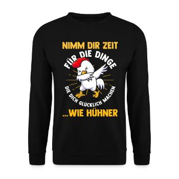 Huhn Hühnerstall Bauernhof Bauer Landwirt Hühner - Unisex Pullover - Schwarz - Vorne - Alina (178cm) & Michal (187cm)