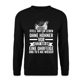 Huhn Hühnerstall Bauernhof Bauer Landwirt Hühner - Unisex Pullover - Schwarz - Vorne - Alina (178cm) & Michal (187cm)