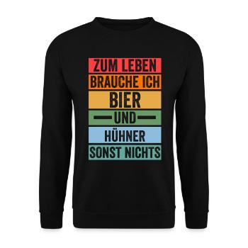 Bier Huhn Hühnerstall Bauernhof Bauer Landwirt Hüh - Unisex Pullover - Schwarz - Vorne - Alina (178cm) & Michal (187cm)