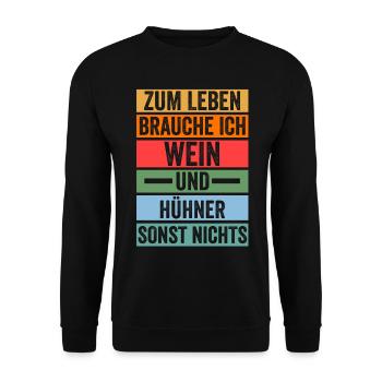 Wein Huhn Hühnerstall Bauernhof Bauer Landwirt Hüh - Unisex Pullover - Schwarz - Vorne - Alina (178cm) & Michal (187cm)