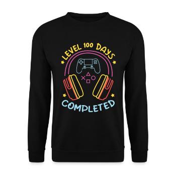 Level 100 Days Completed - 100 Days of School - Unisex Sweatshirt - black - Front - Alina (178cm) & Michal (187cm)