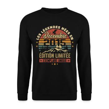 2015 Vintage Cadeau Anniversaire Décembre 2015 - Sweat-shirt Unisexe - noir - Devant - Alina (178cm) & Michal (187cm)