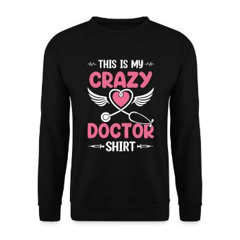 C’est mon médecin fou chemise médecin d’urgence - Sweat-shirt Unisexe - noir - Devant - Alina (178cm) & Michal (187cm)
