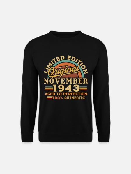 Jahrgang 1943 November Retro Geburtstagsgeschenk - Unisex Pullover - Schwarz