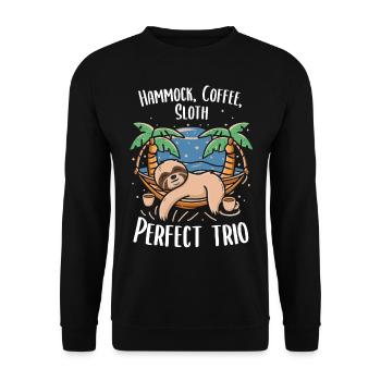 Relaxed coffee enjoyment: sloth style - Unisex Sweatshirt - black - Front - Alina (178cm) & Michal (187cm)