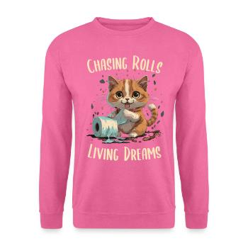 Rouleaux de papier culbutants : chat joueur - Sweat-shirt Unisexe - rose - Devant