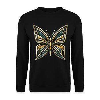 Ailes Vintage : Papillon De Style Art Déco - Sweat-shirt Unisexe - noir - Devant - Alina (178cm) & Michal (187cm)