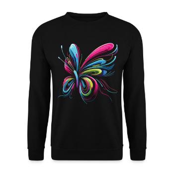 Flight of Fantasy: Abstract Butterfly - Unisex Sweatshirt - black - Front - Alina (178cm) & Michal (187cm)