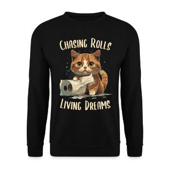 Cat Joy : Danse du papier toilette - Sweat-shirt Unisexe - noir - Devant - Alina (178cm) & Michal (187cm)