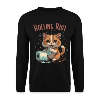 Aventure du rouleau de papier : Chat mignon - Sweat-shirt Unisexe - noir - Devant - Alina (178cm) & Michal (187cm)