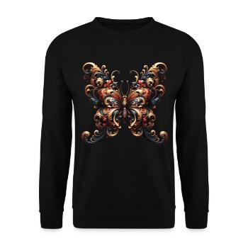 Baroque Splendour: Majestic Butterfly - Unisex Sweatshirt - black - Front - Alina (178cm) & Michal (187cm)