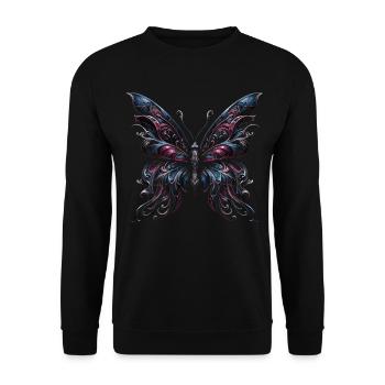 Gothic Grace: Mystic Butterfly - Unisex Sweatshirt - black - Front - Alina (178cm) & Michal (187cm)